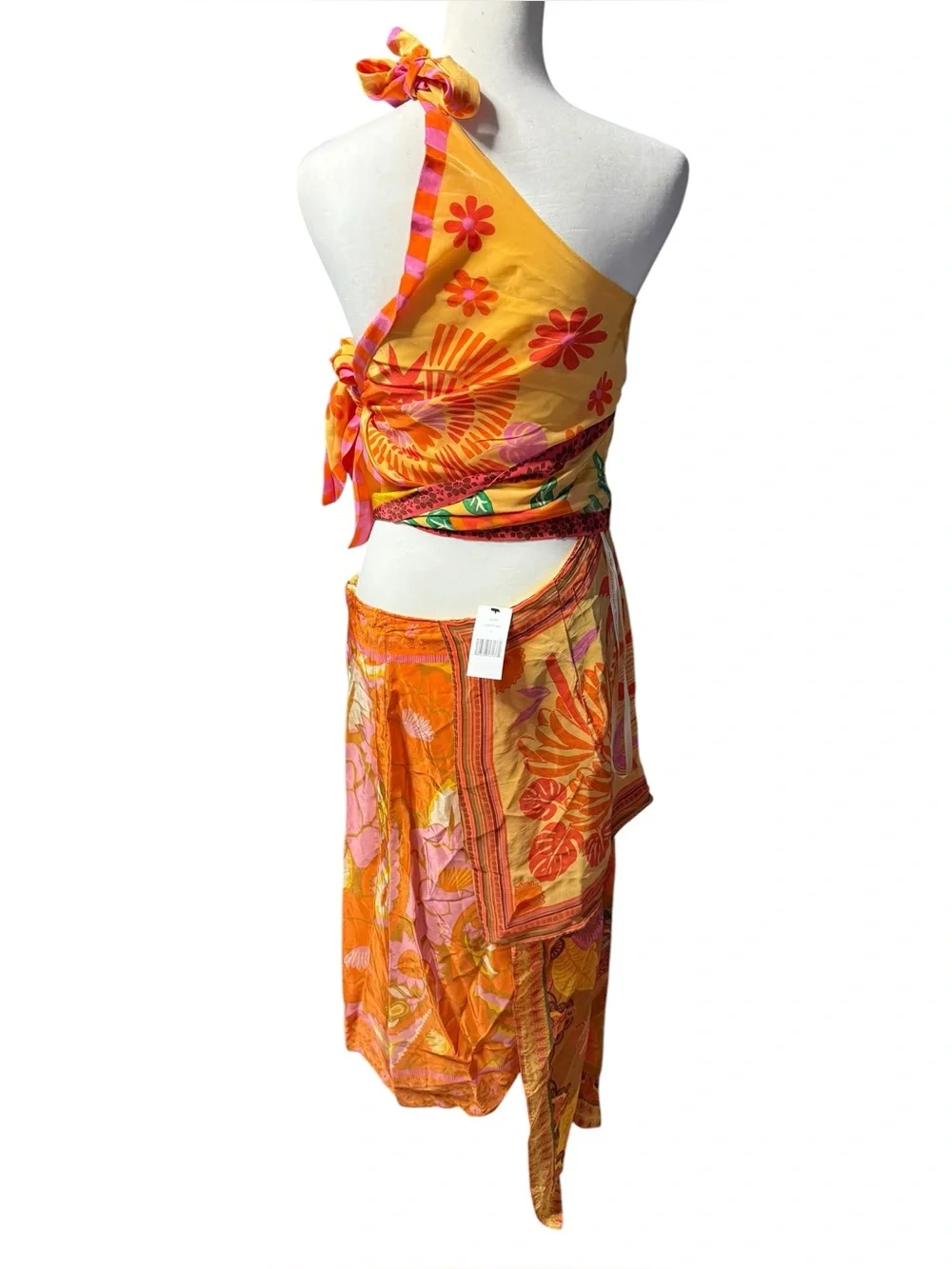 Farm Rio Forest Mixed Scarves midi dress women’s sz Large nwt new - Picture 8 of 16